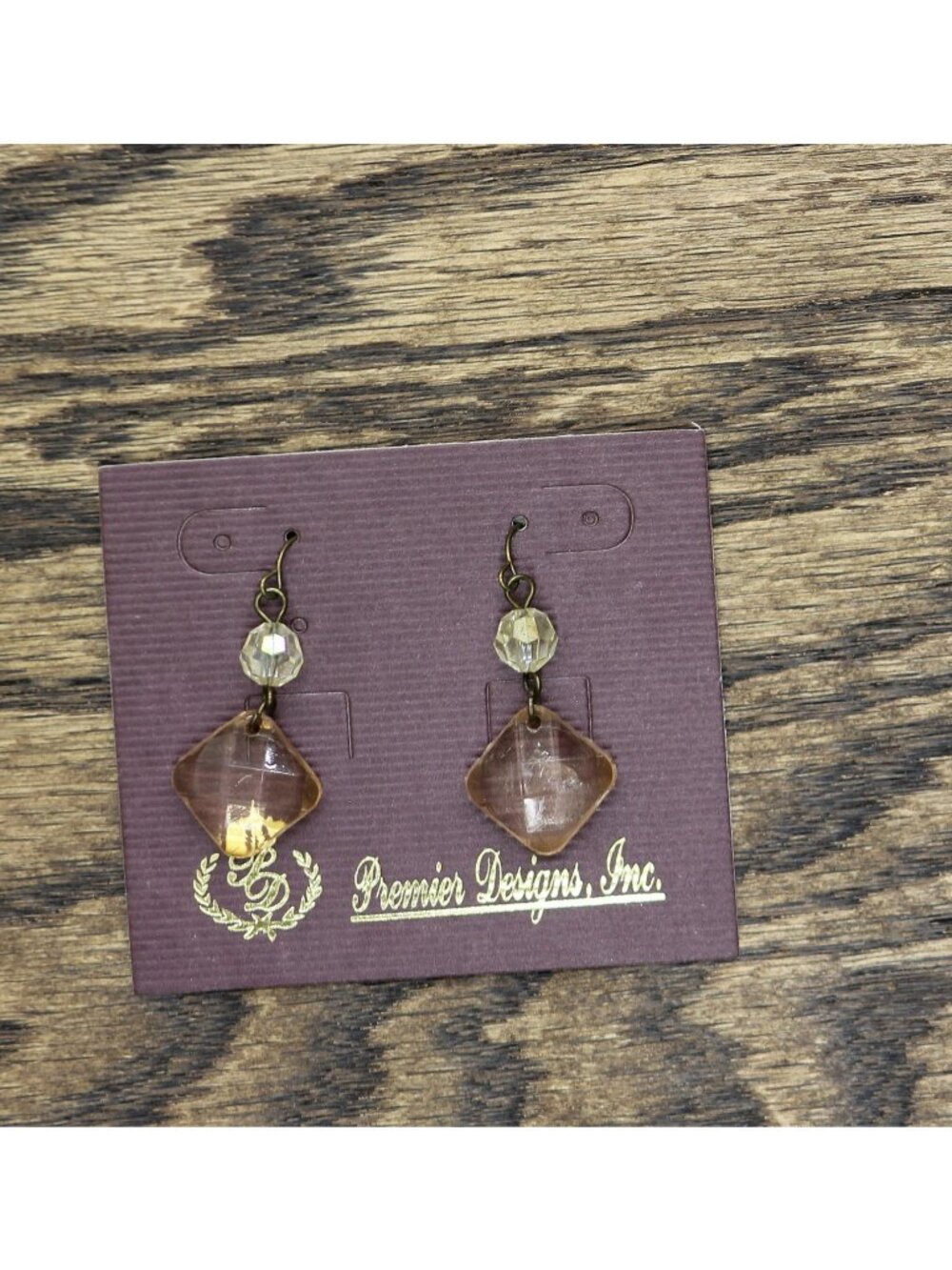 NWT Premier Design Crystal Beaded Dangly Drop Earrings Pink / Brass 1.75"